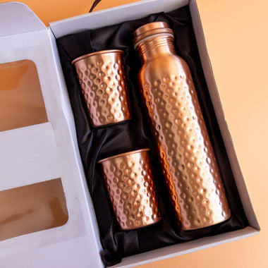 Copper Bottle & Glass Gift Set