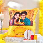 Personalized Bhaidooj Photo Cushion with Dhaaga