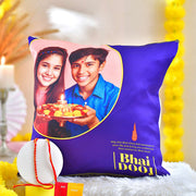 Personalized Bhaidooj Photo Cushion with Dhaga