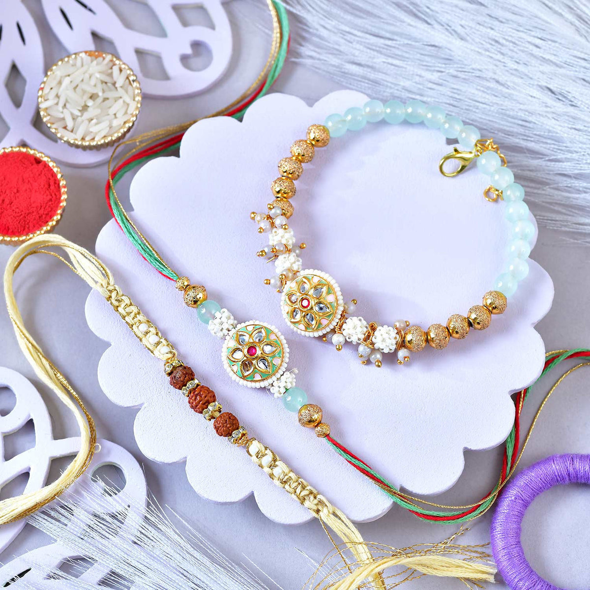 Designer Rakhi Set with Lindt Chocolatier Collection