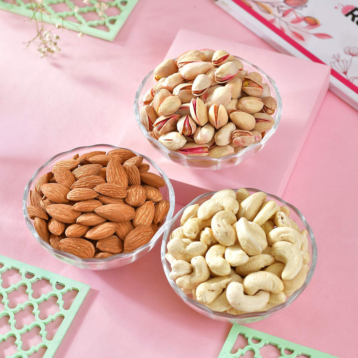 Traditional Kundan Rakhi With  Dryfruit Nuts