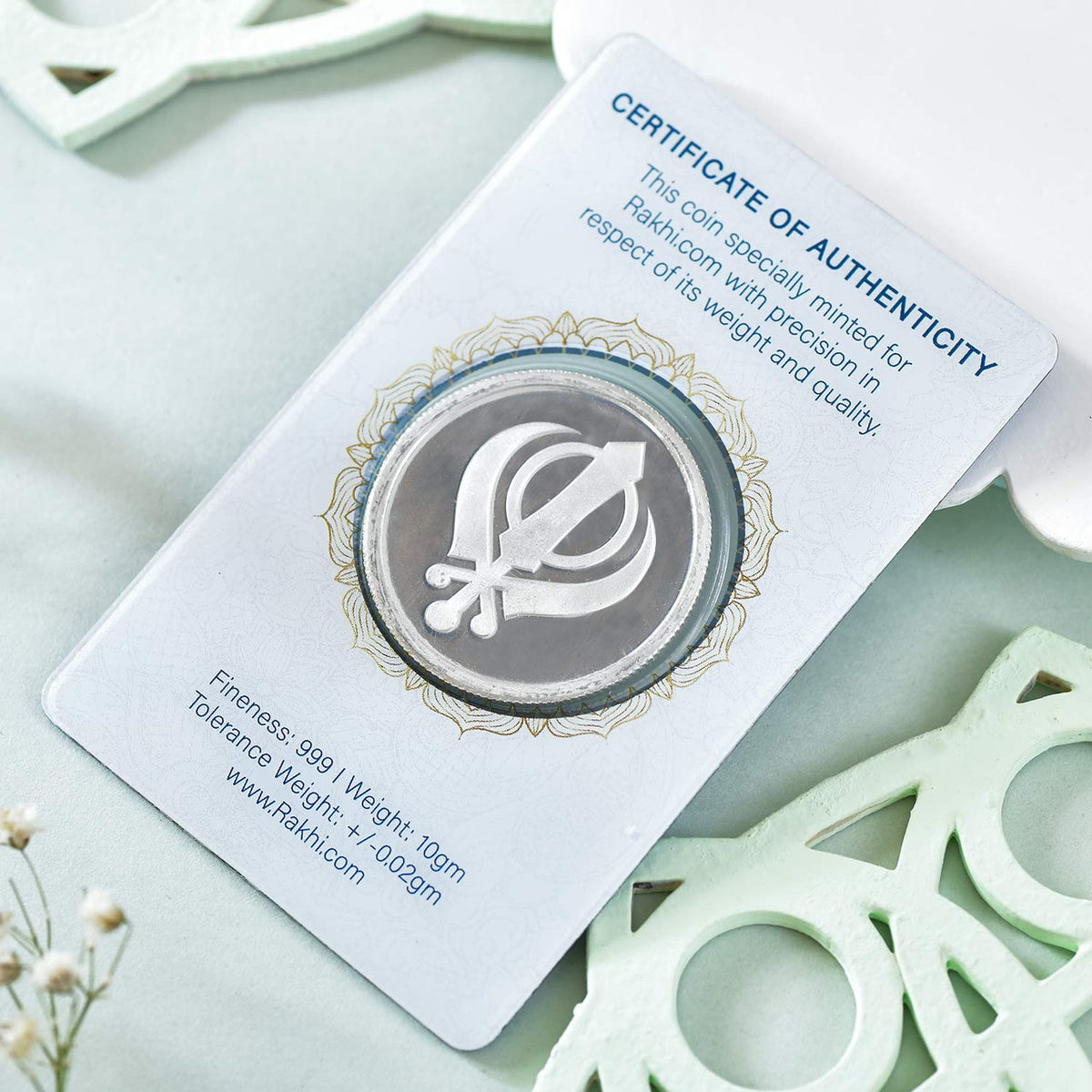 Divine Rakhi With Guru Nanak Silver Coin 10gm