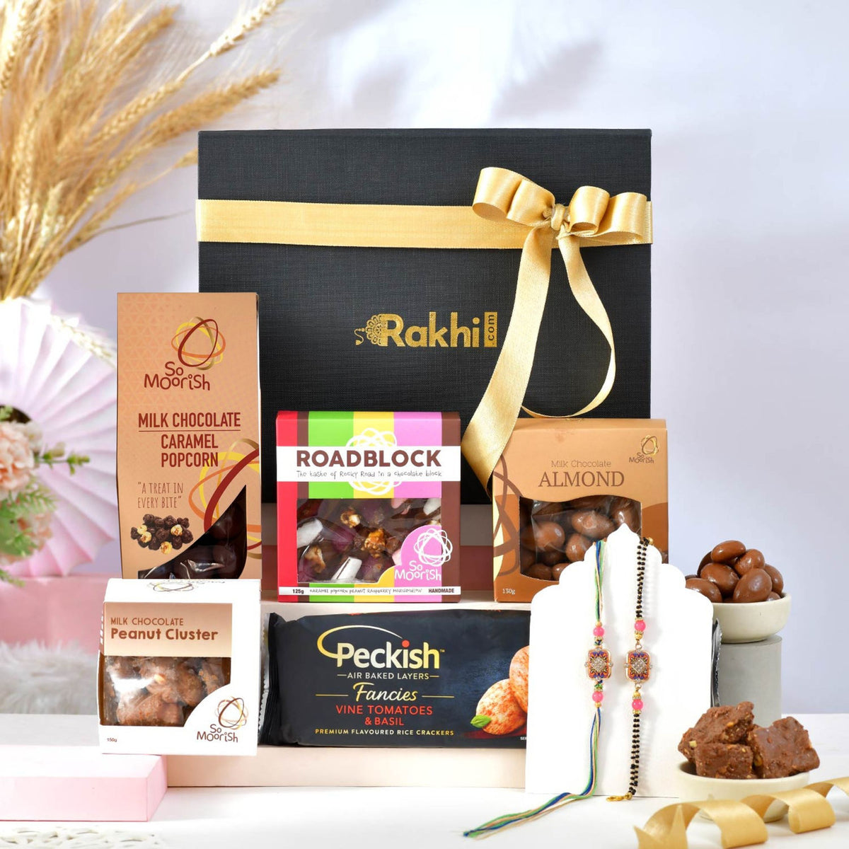 Premium Rakhi Gift Hamper with Set of 2 Rakhi & Gourmet Treats
