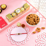 Single Rudraksha Rakhi With Almond & Ferrero Rocher
