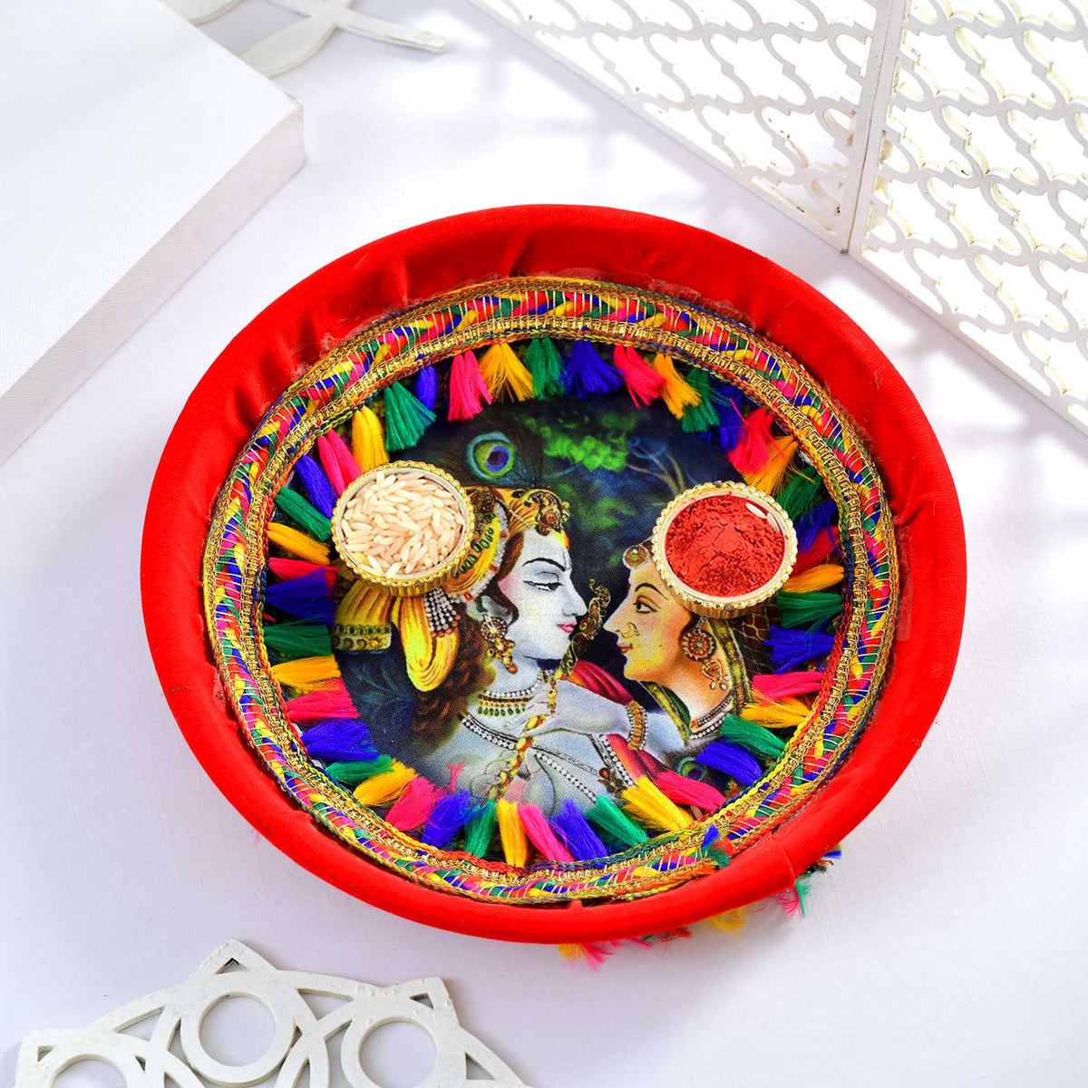 Single Rakhi With Puja Thali & Almond