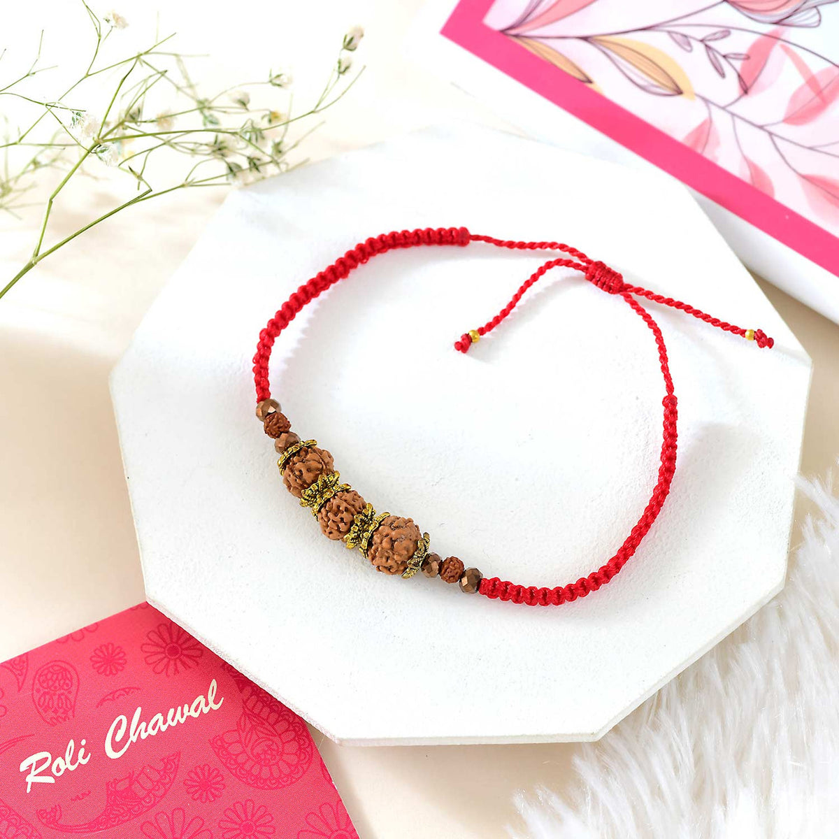 Rudraksha Rakhi With Soan Papdi