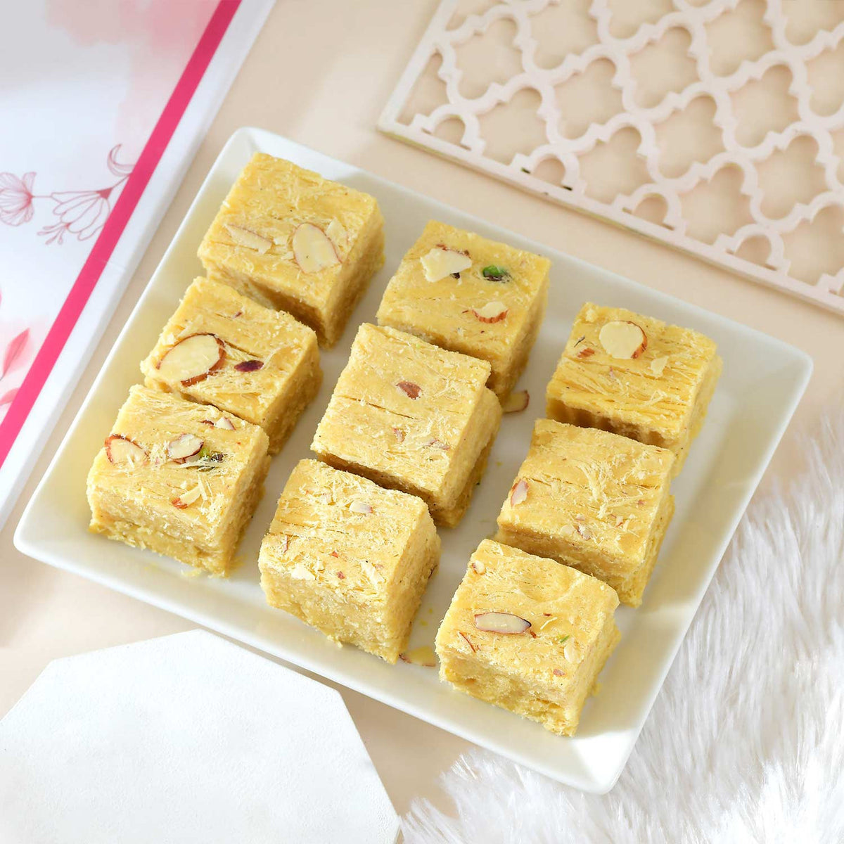 Rudraksha Rakhi With Soan Papdi