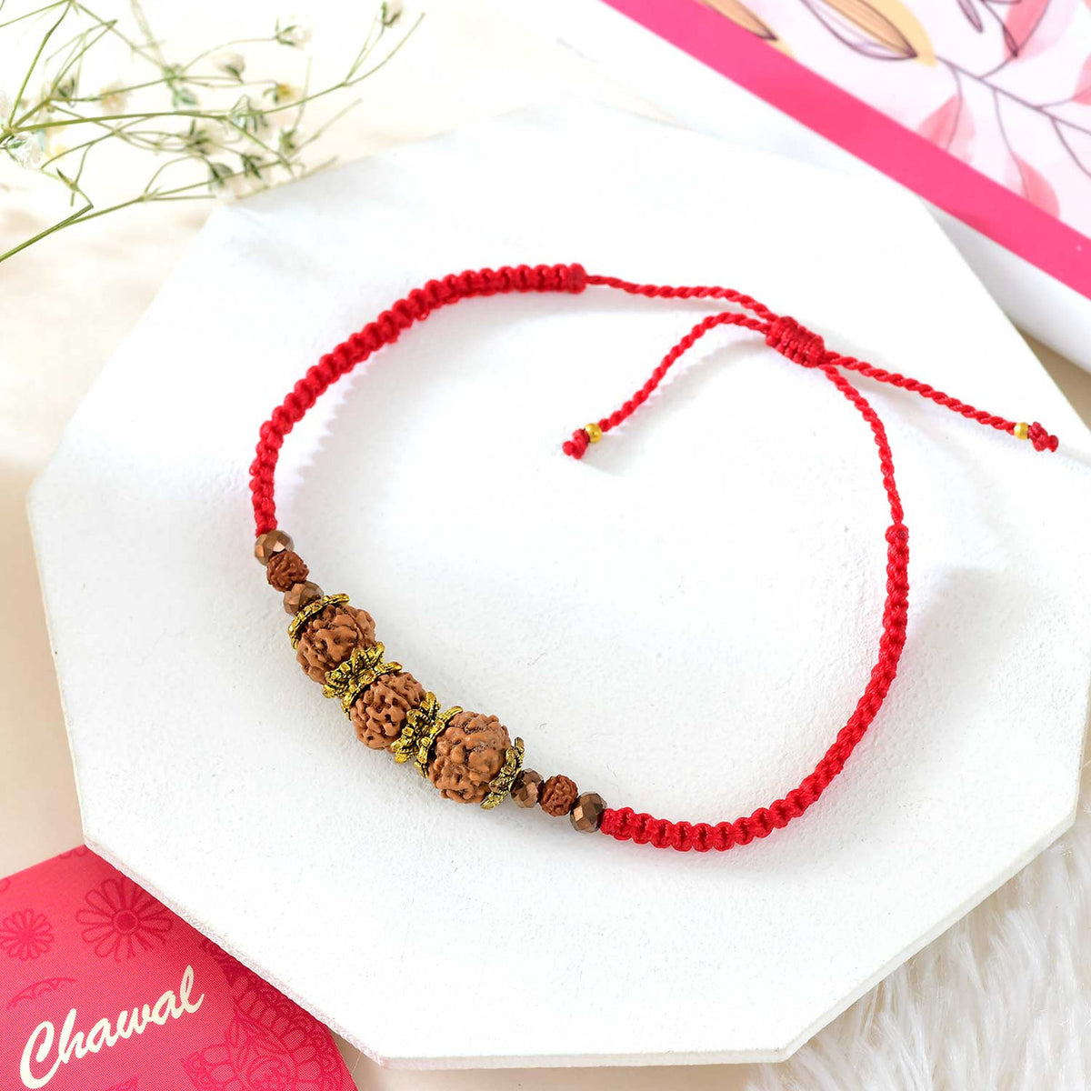 Rudraksha Rakhi With Decorated Ganesha