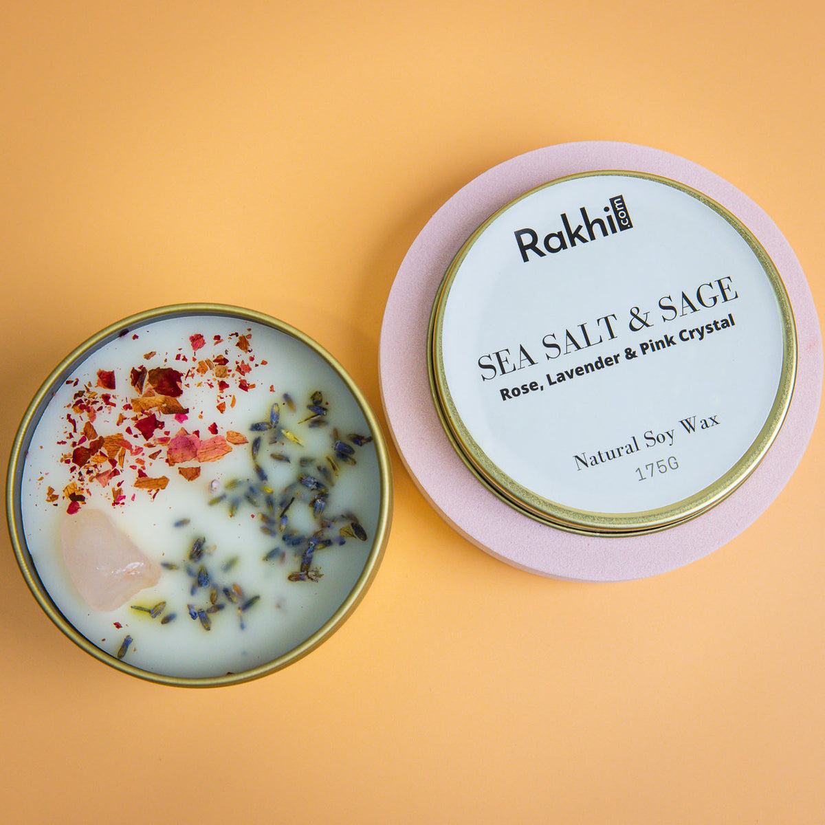 Premium Rudraksha Rakhi With Aroma Candle & Ferrero Chocolates