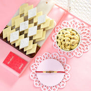 Single Rudraksha Rakhi with Kaju Katli & Cashew