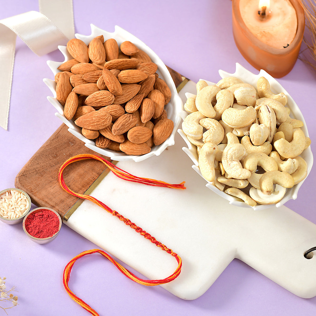 Hand Made Bhai Thread with Almonds & Cashews