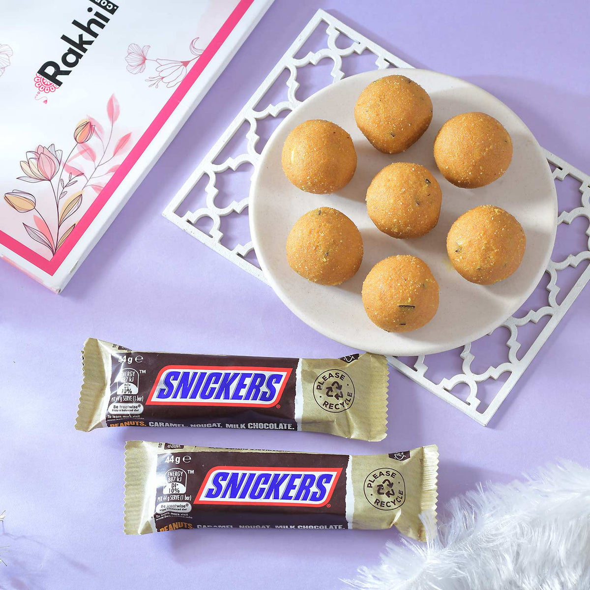 Alluring Single Rakhi with Besan Laddoo & Chocolate