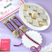 Evil Eye Rudraksha Bhai Rakhi with Sweets & Chocolates