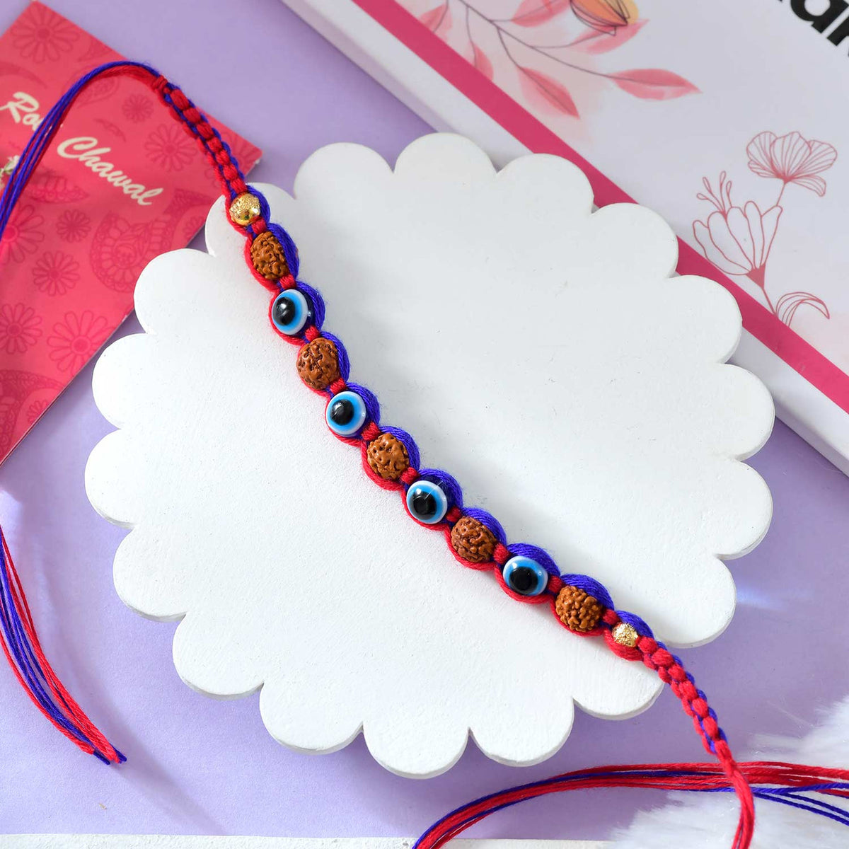 Evil Eye Rudraksha Bhai Rakhi with Lindt Chocolate