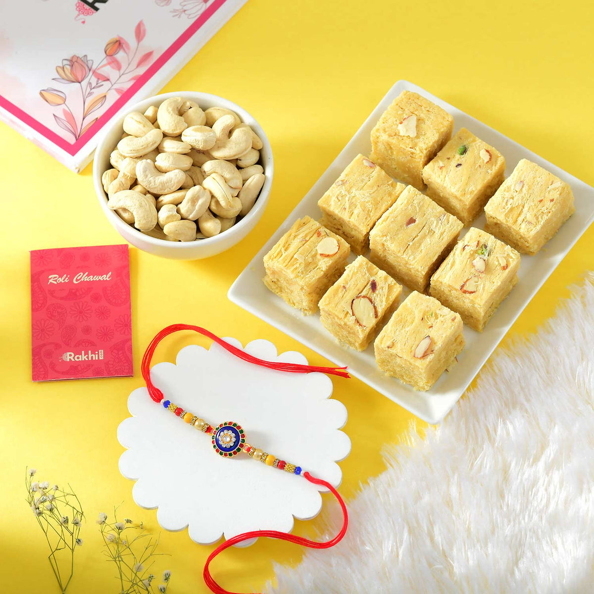 Satrangi Rakhi With Soan Papdi & Cashew