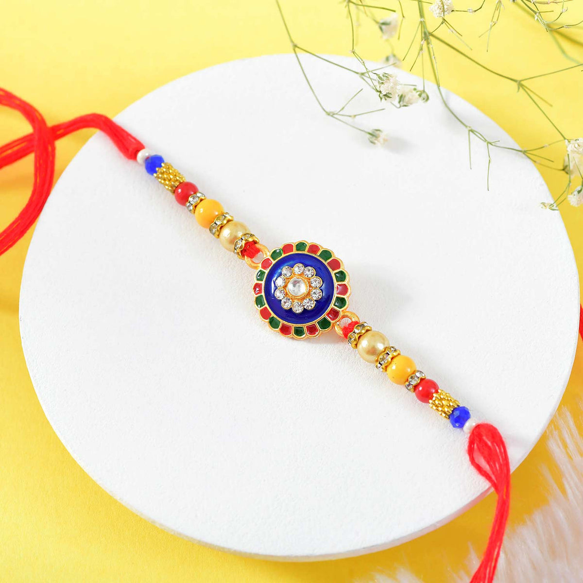 Single Rakhi With Pooja Thali & Rocher