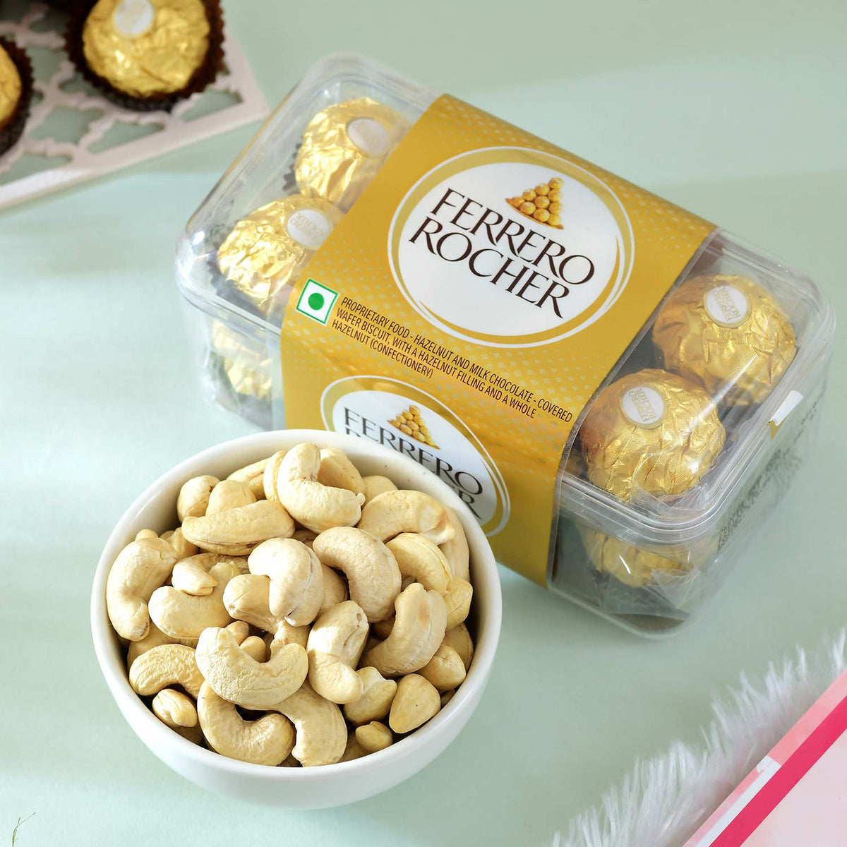 Gorgeous Red Moti Rakhi With Chocolates And Nuts