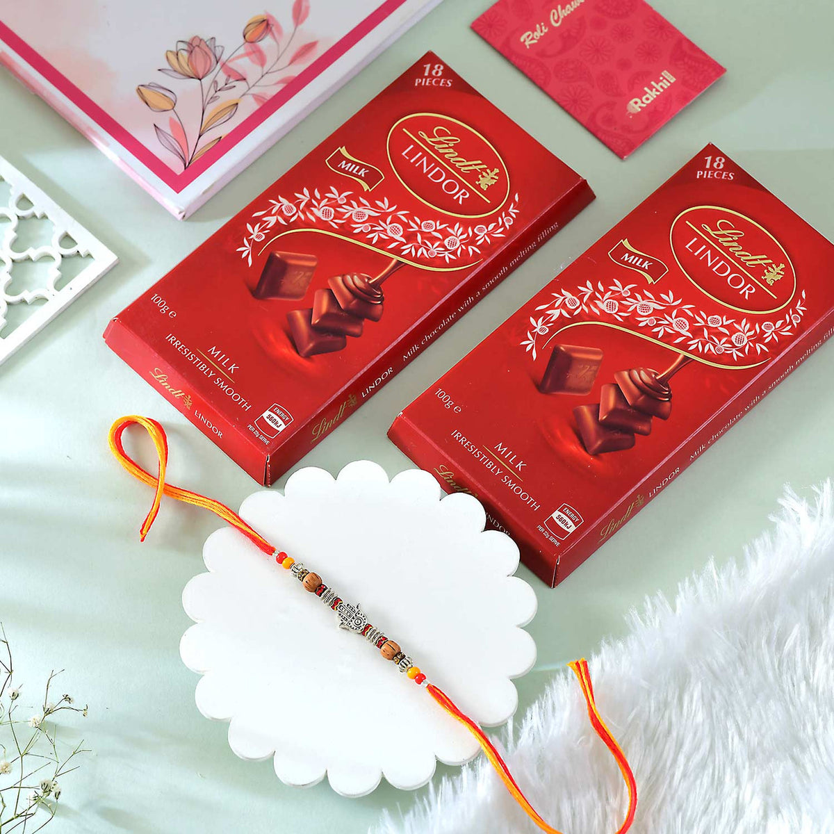 Hamsa Rakhi With Lindt Chocolates