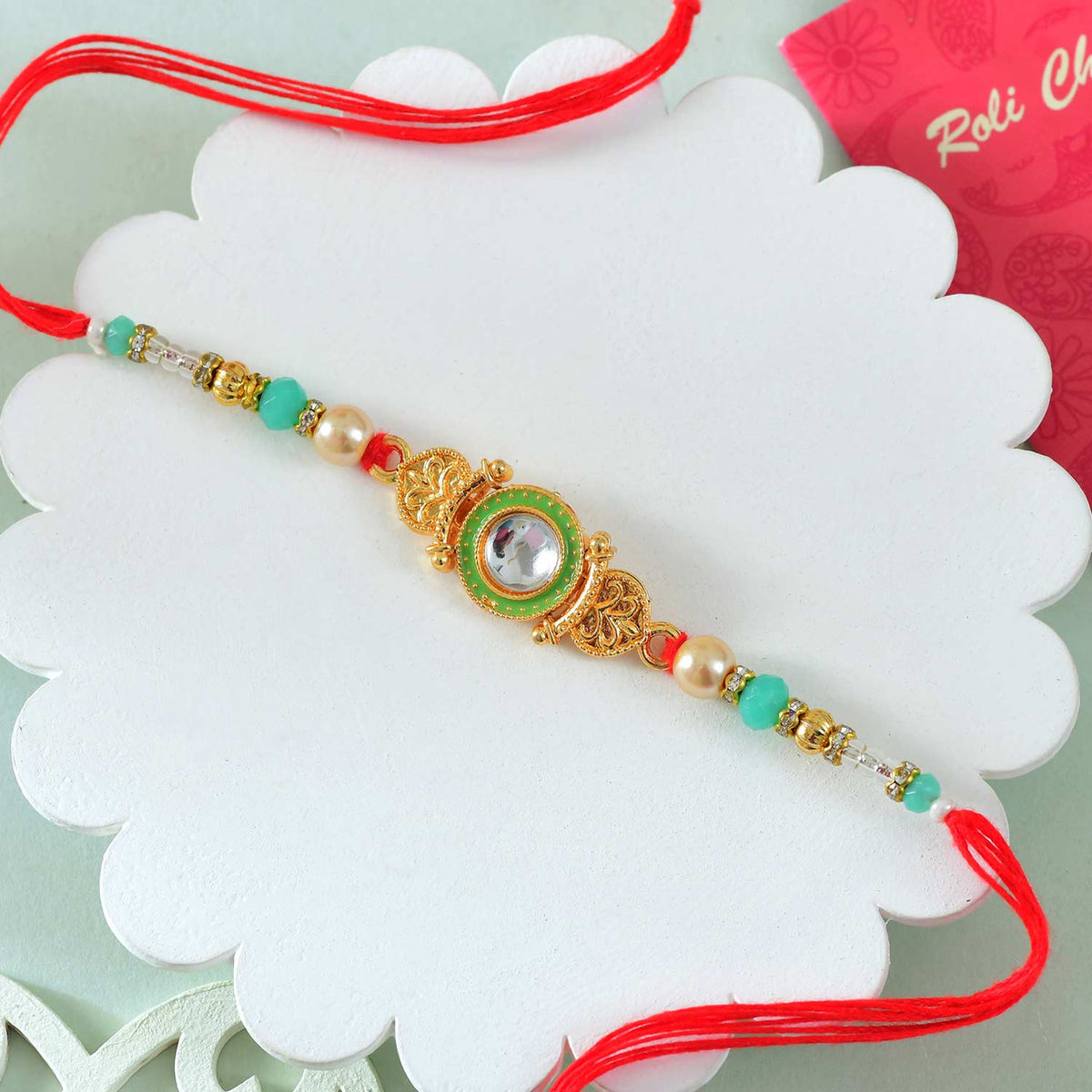 Exquisite Single Bhai Rakhi with Gourmet Hamper