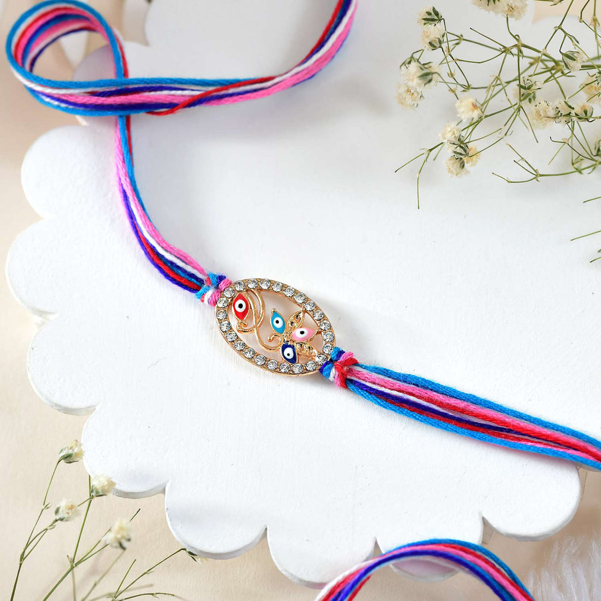 Stunning Rakhi With Besan Laddoo Sweet