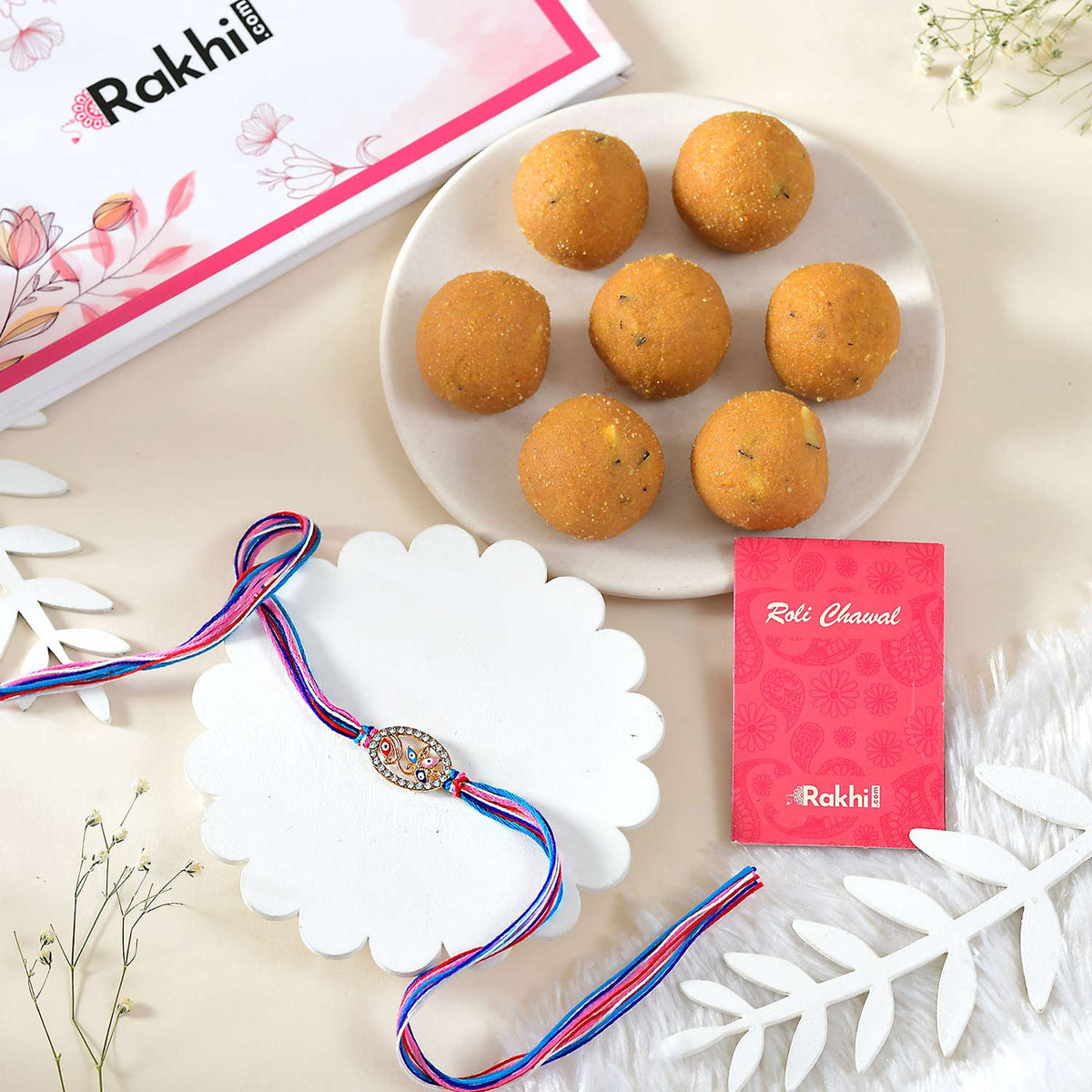 Stunning Rakhi With Besan Laddoo Sweet