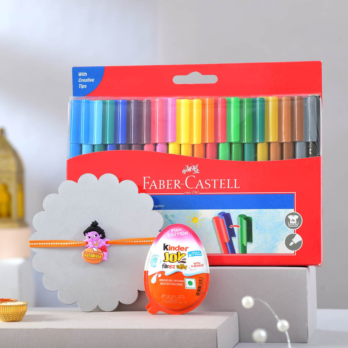 Krishna Kids Bhai Rakhi With Colors & Kinder Joy