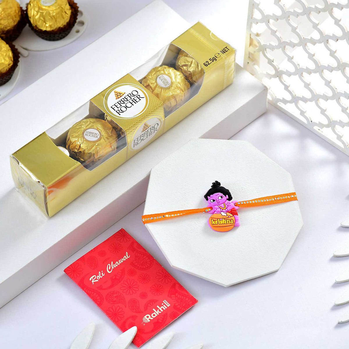 Little Krishna Bhai Kids Rakhi With Ferrero Rocher