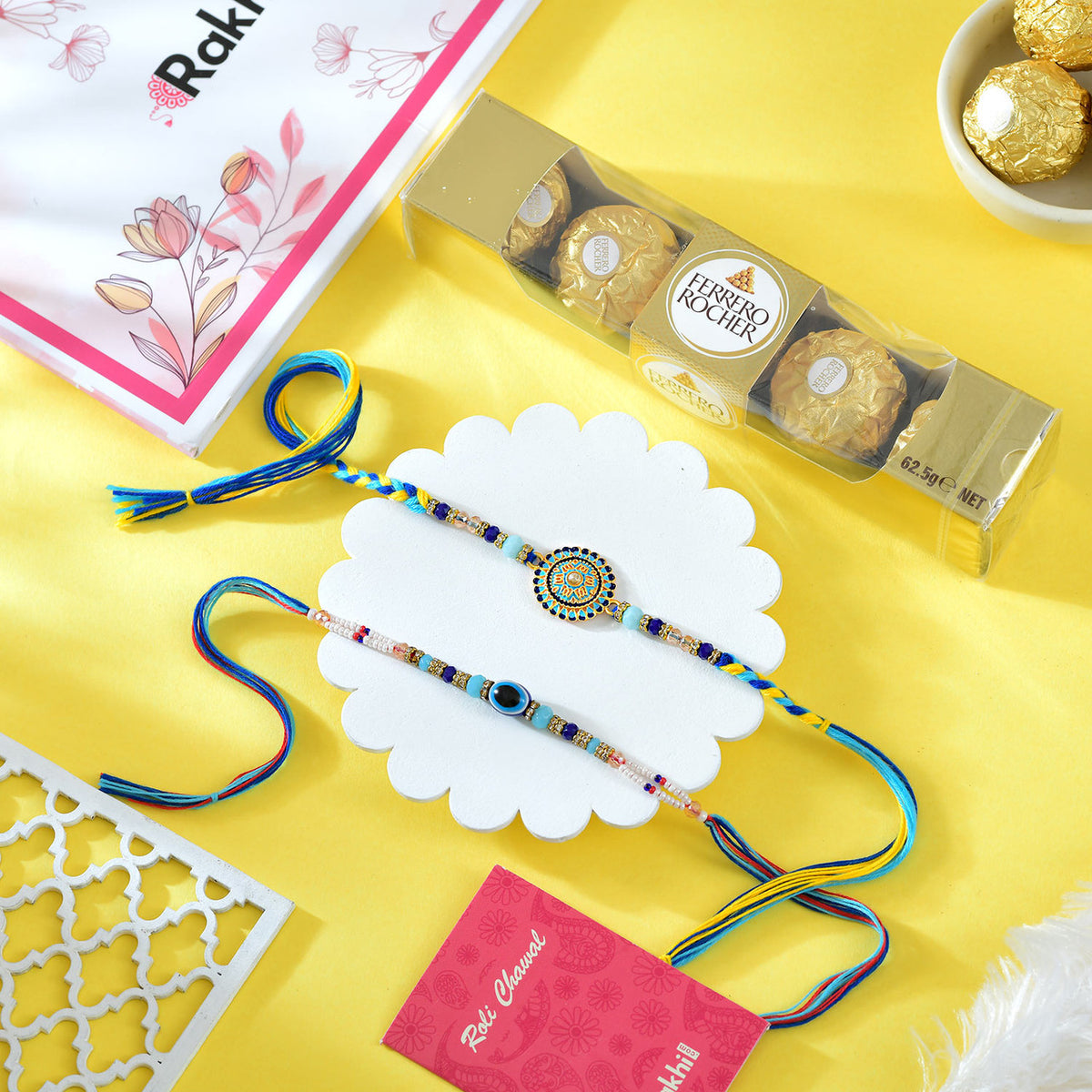 Two Rakhi Set With Ferrero Rocher