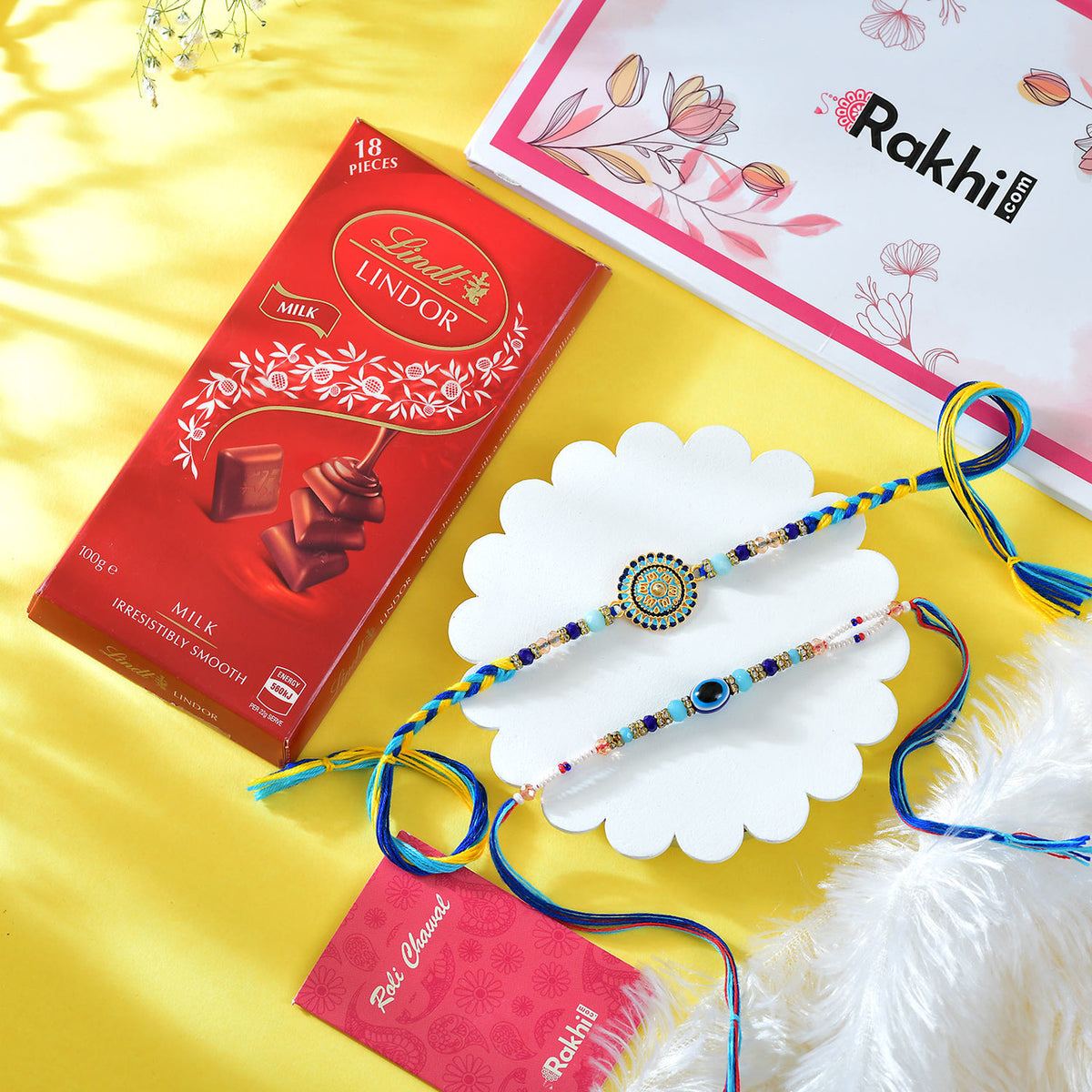 Two Elegant Rakhi with Lindt Lindor