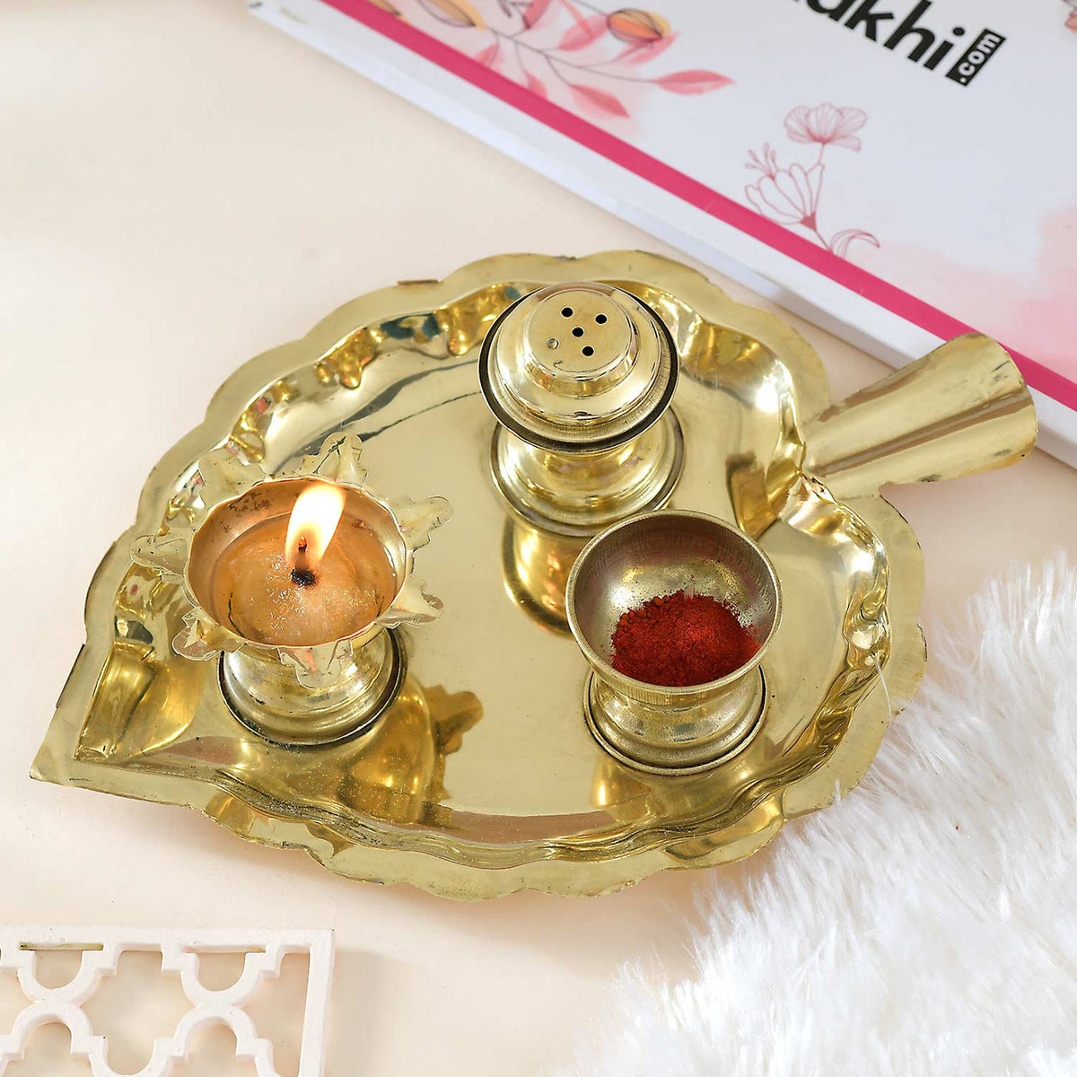 Rakhi Set With Pooja Thali & Dryfruits