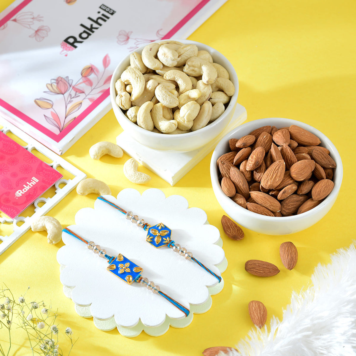 Set of 2 Designer Rakhi With Assorted Dryfruits