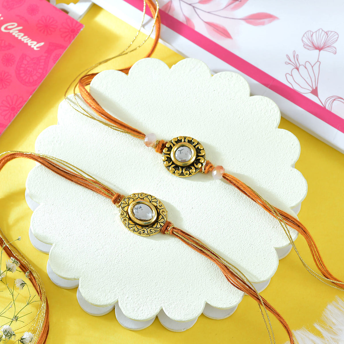 Set of 2 Vibrant Rakhi With Lindt Chocolates