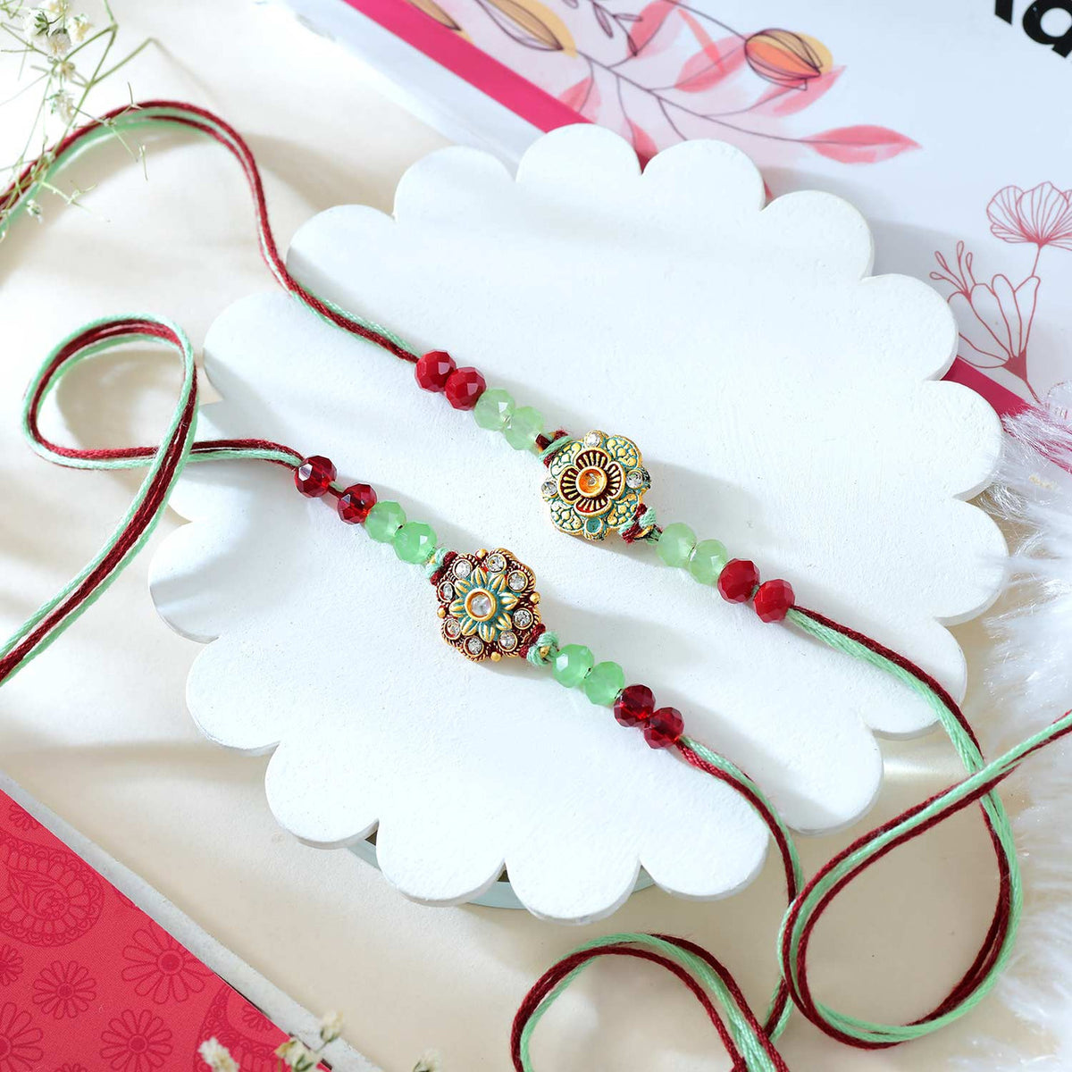 Set of 2 Bhai Rakhi With Besan Laddoo