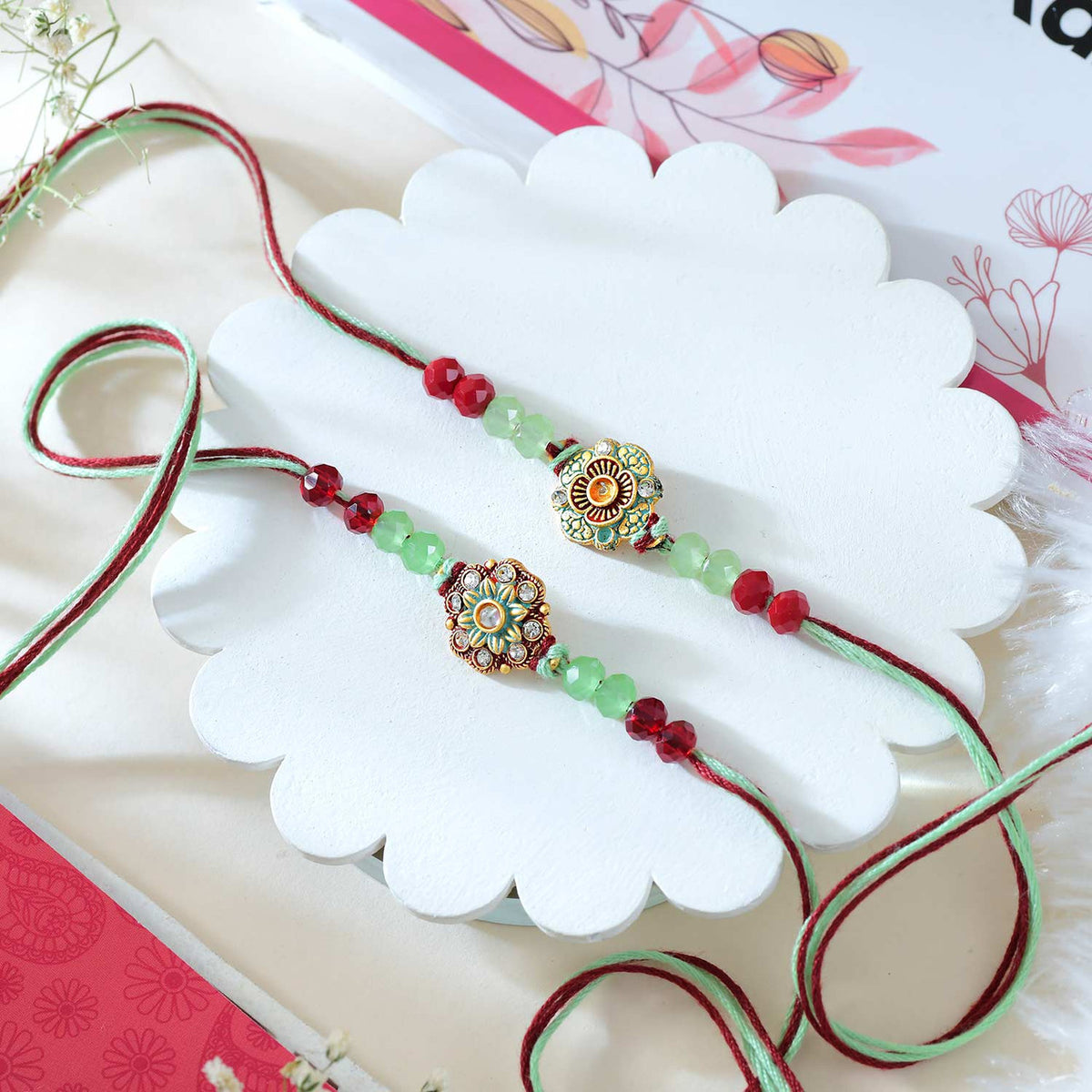 Set of 2 Fascinating Bhai Rakhi With Snickers