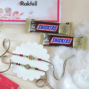 Set of 2 Fascinating Bhai Rakhi With Snickers