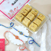 Set of 2 Colorful Rakhi With Soan Papdi