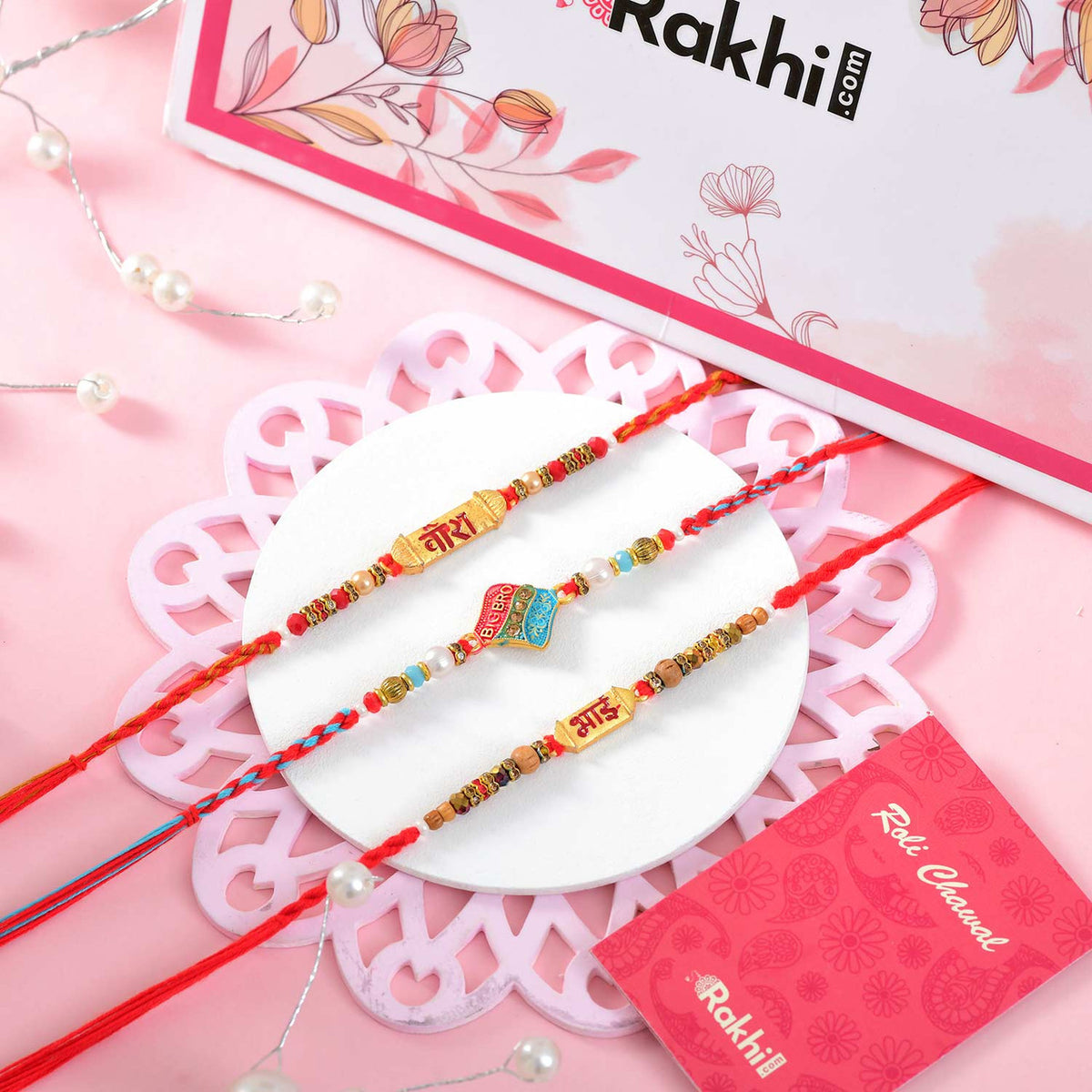 Set of 3 Bhai Rakhi With Lindt Chocolate