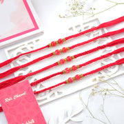 Set of 5 Red Beaded Rakhi
