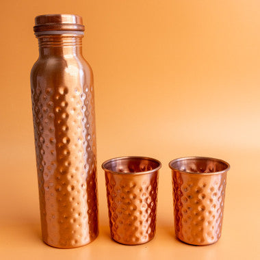 Copper Glass set with Two Rakhi Set