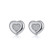 Classic Heart CZ 925 Sterling Silver Studs