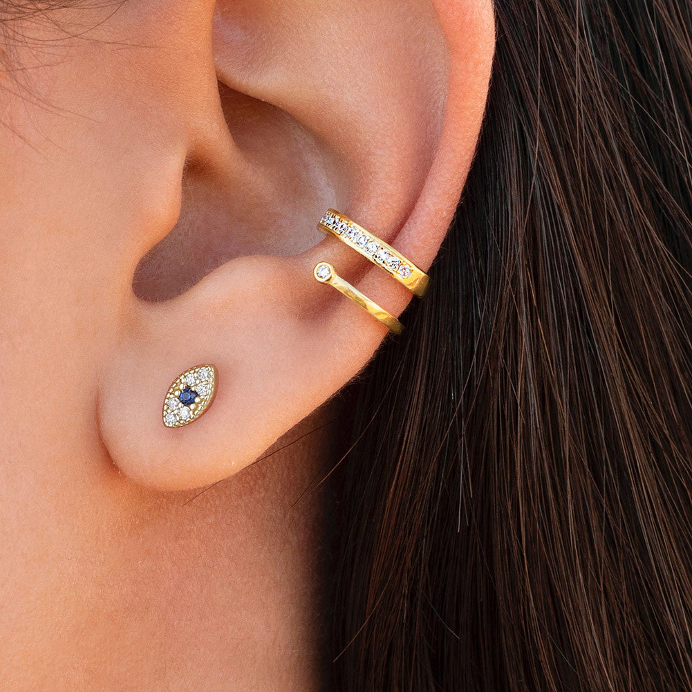 Blue Evil Eye Sterling Silver Studs