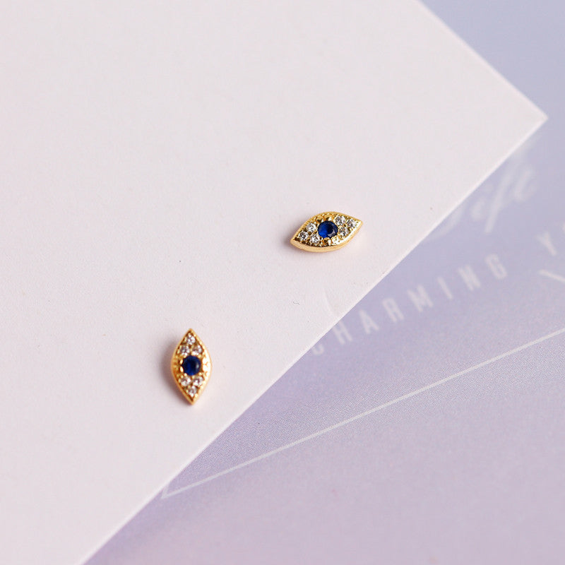 Blue Evil Eye Sterling Silver Studs