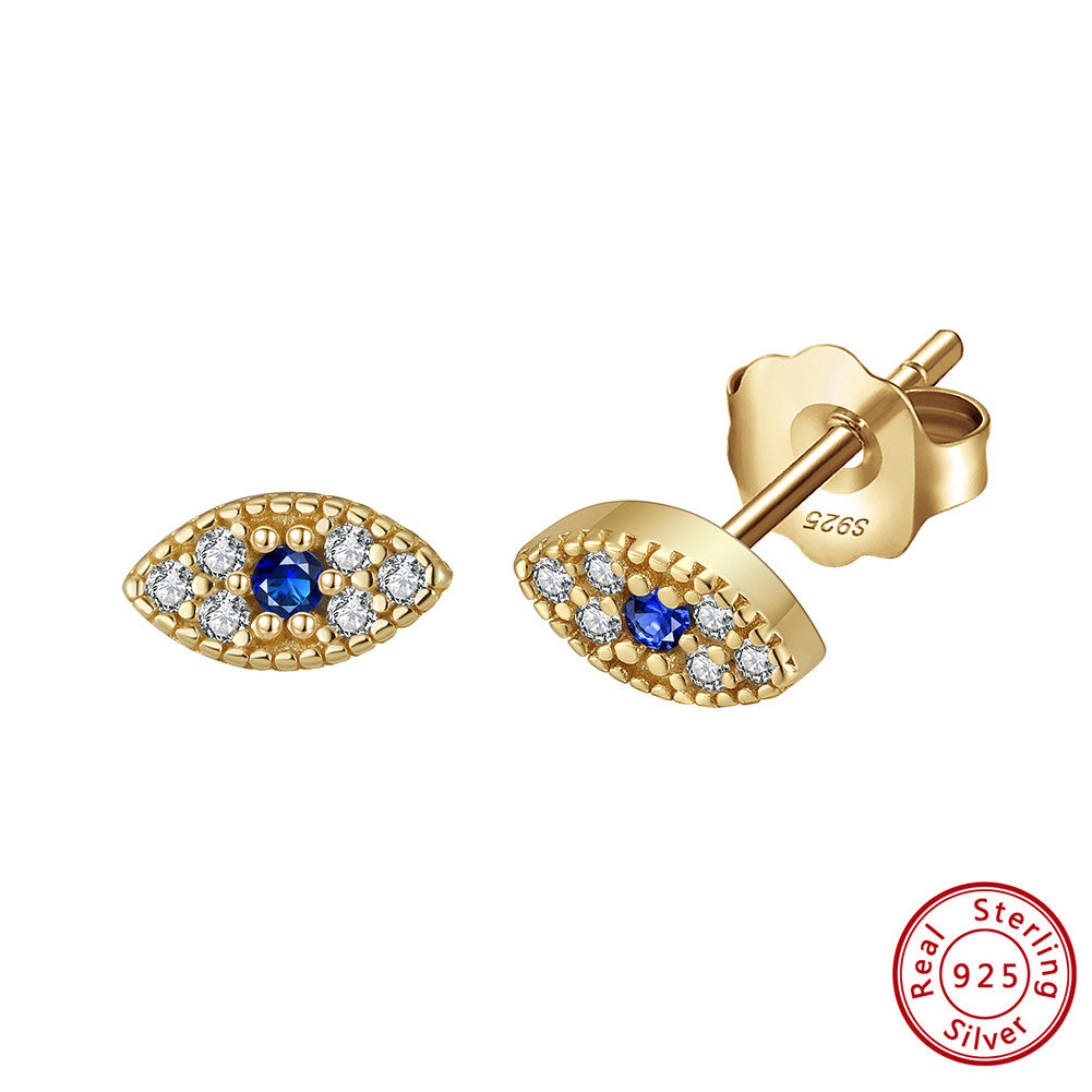 Blue Evil Eye Sterling Silver Studs