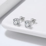 Elegant CZ Silver Stud Earrings