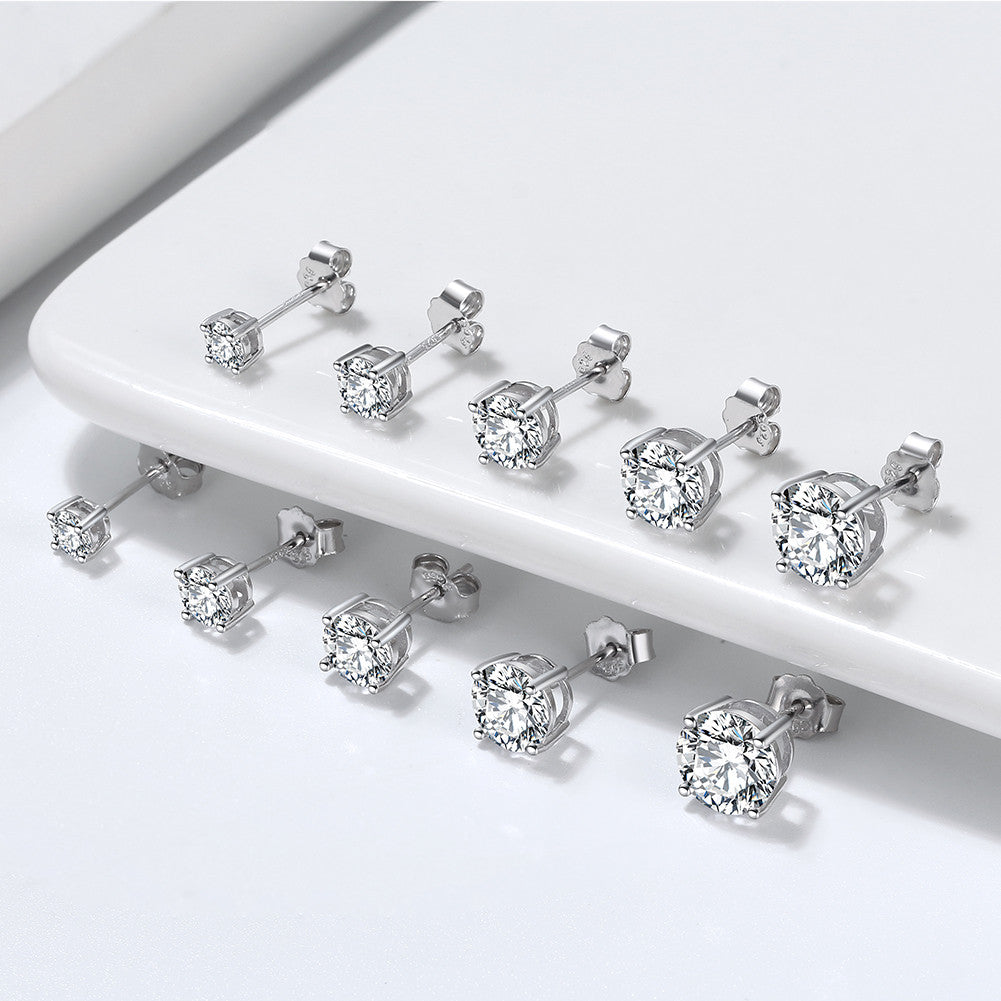 Elegant CZ Silver Stud Earrings