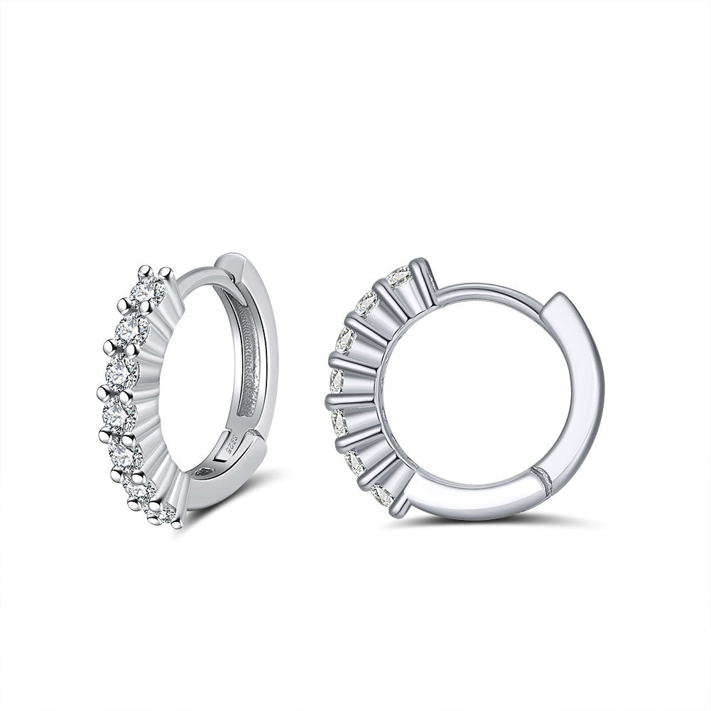 Elegant 13mm White CZ Hoop Earrings