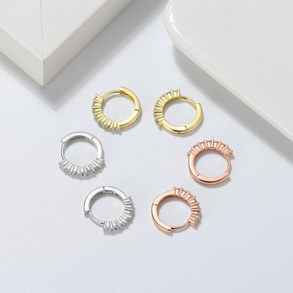 Elegant 13mm White CZ Hoop Earrings