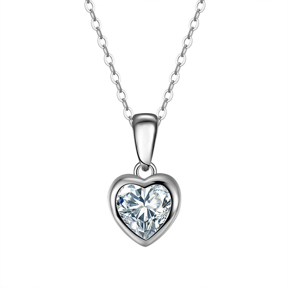 Elegant Heart Solitaire 925 Sterling Silver Necklace