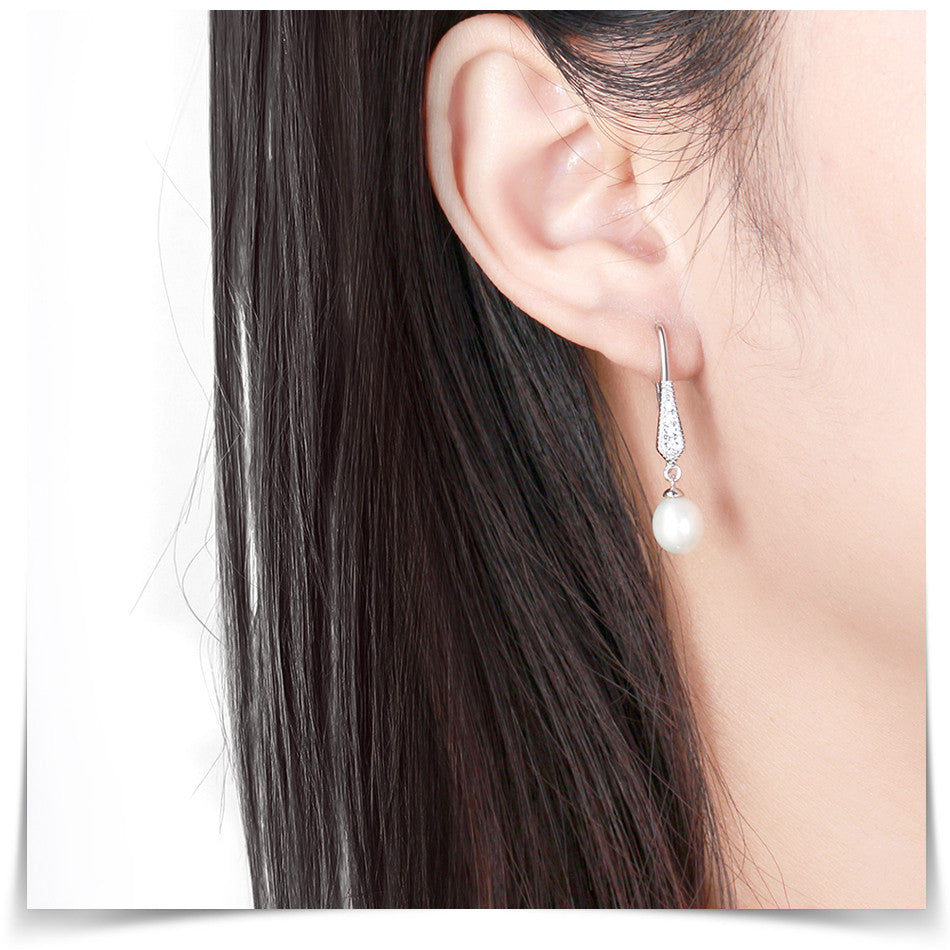 Timeless 925 Sterling Silver Pearl & AAAA CZ Earrings