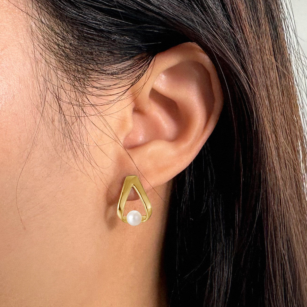 Radiant Freshwater Pearl & Abalone Gold-Plated Earrings